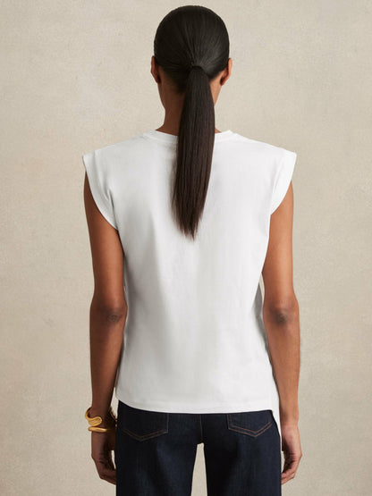 Cotton Drape T-Shirt in White Women | Reiss