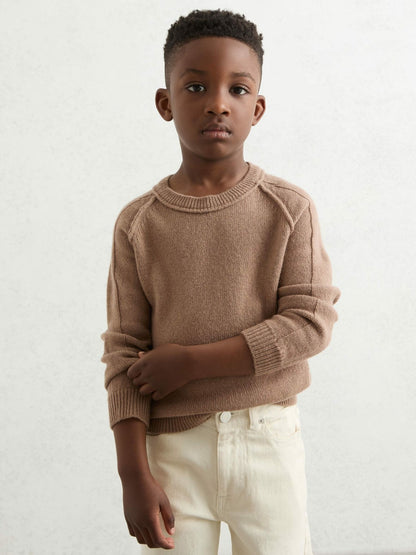 3-9 yrs Wool-Cashmere Reverse-Seam Jumper in Camel Children & Baby | Reiss