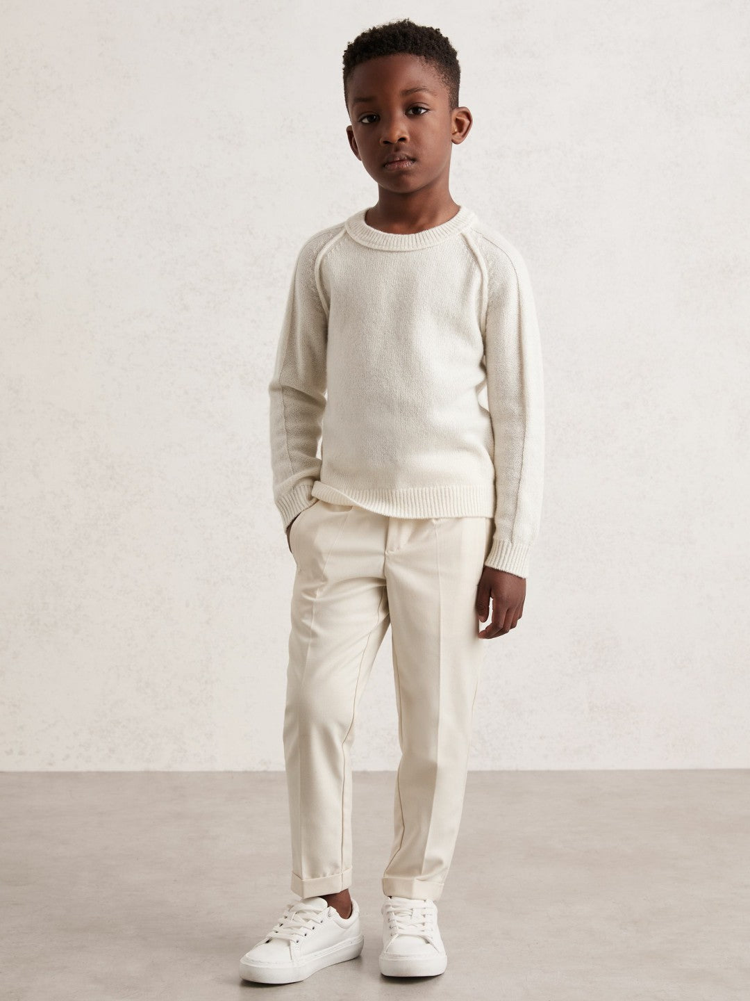 9-13 yrs Wool-Cashmere Reverse-Seam Jumper in Off White Children & Baby | Reiss