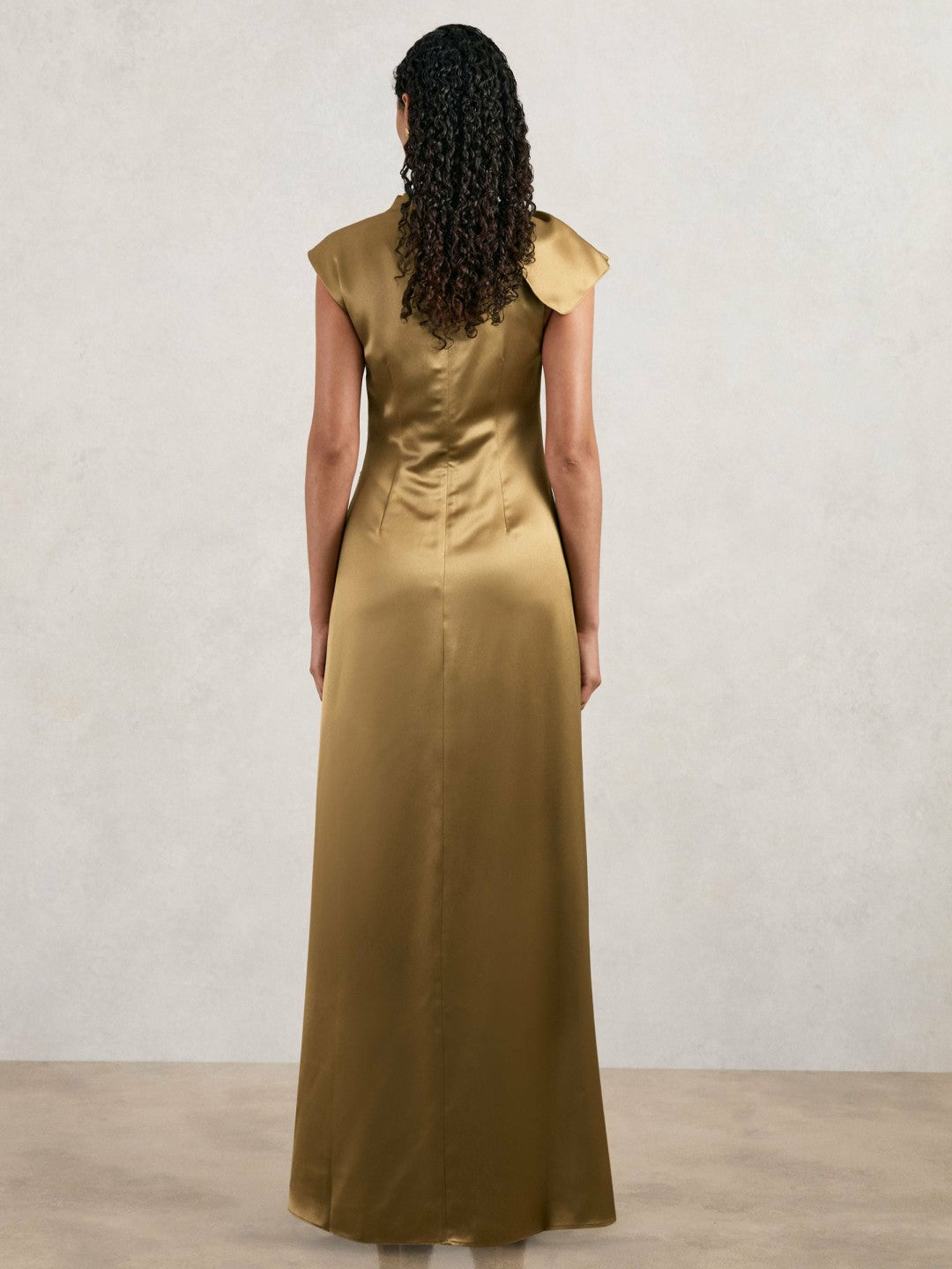 Acler Draped Satin Midi Dress in Gold Moss Women | Reiss