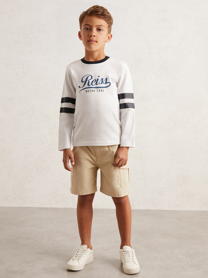 3-9 yrs Cotton Motor Cars Logo T-Shirt in White/Blue Children & Baby | Reiss