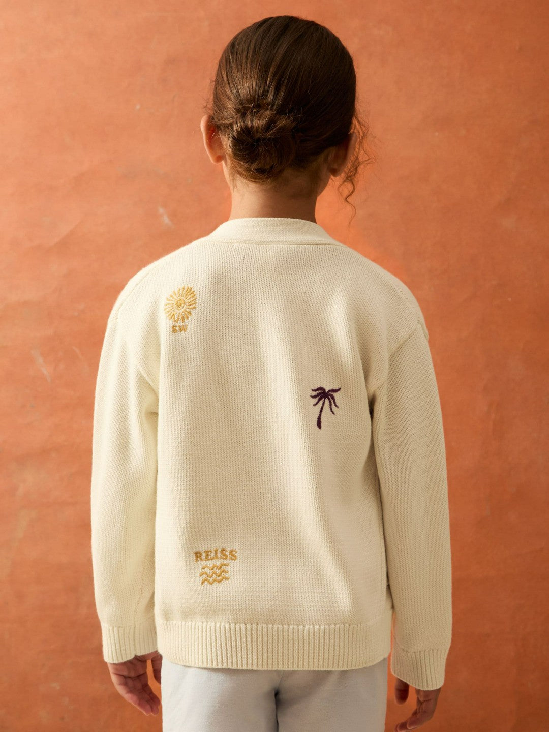 13-14 yrs SmileyWorld Embroidery Cardigan Unisex Fit in Off White Children & Baby | Reiss