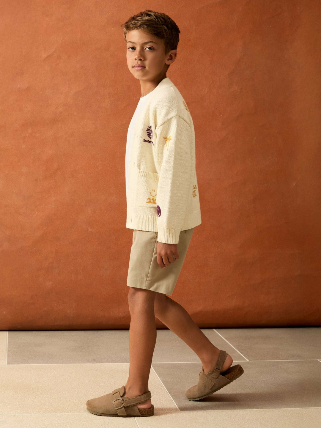 13-14 yrs SmileyWorld Embroidery Cardigan Unisex Fit in Off White Children & Baby | Reiss
