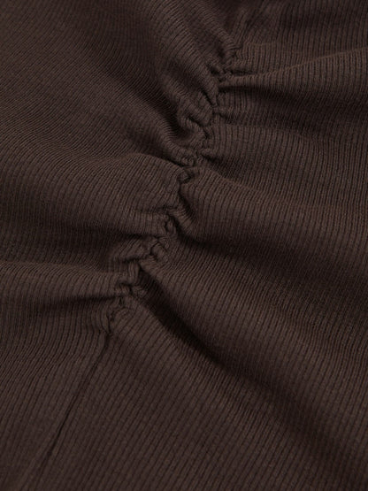 13-14 yrs Cotton Ruched Long-Sleeve T-Shirt with Stretch in Chocolate Children & Baby | Reiss