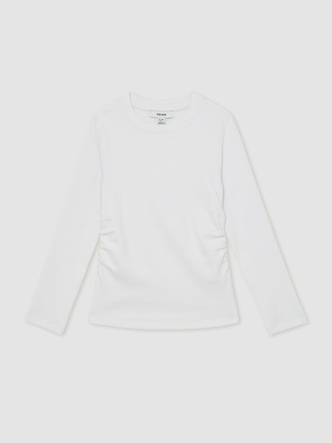 4-9 yrs Cotton Ruched Long-Sleeve T-Shirt with Stretch in Ivory Children & Baby | Reiss