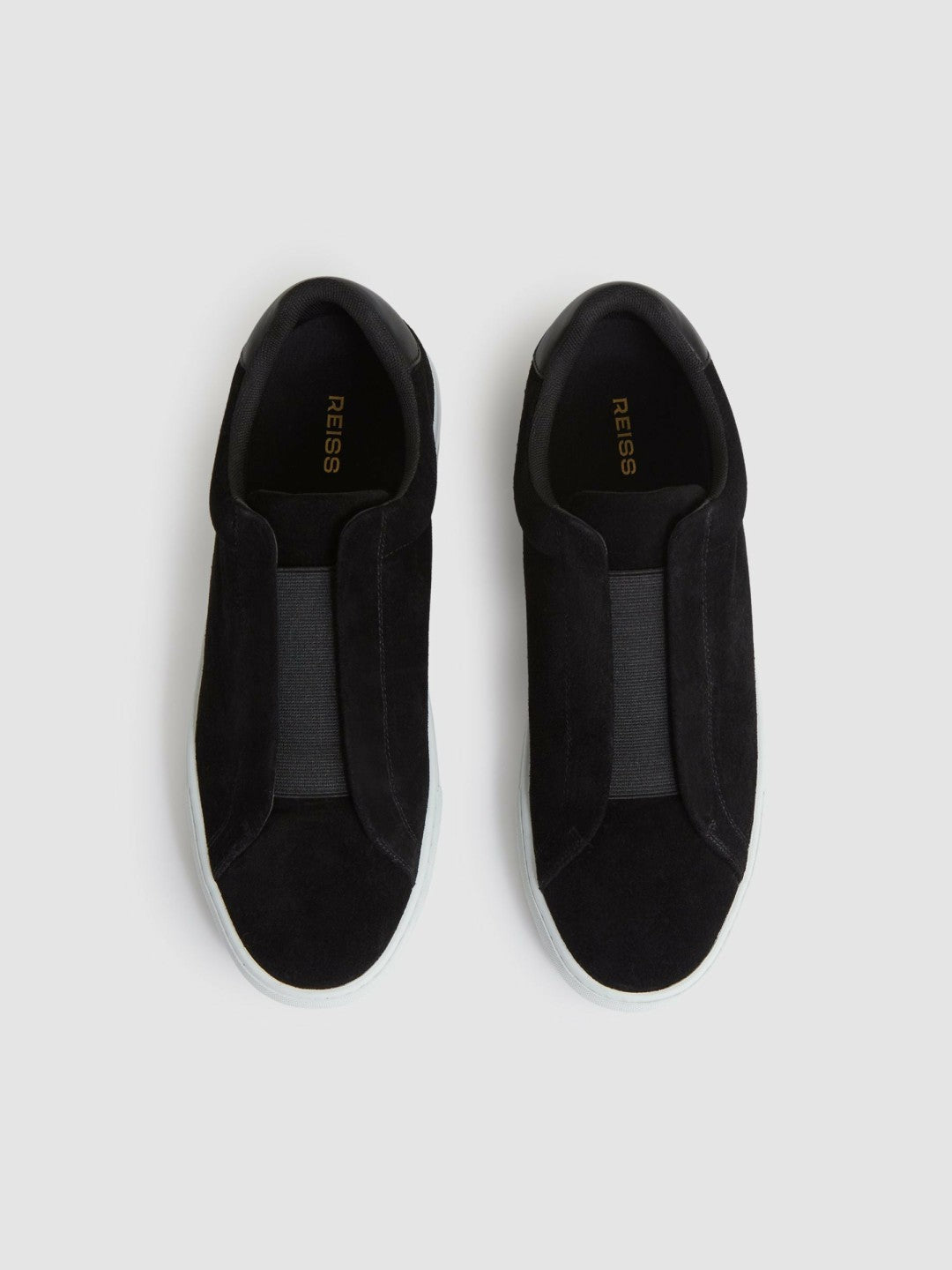 Suede Slip-On Elasticated Trainers in Black Men | Reiss