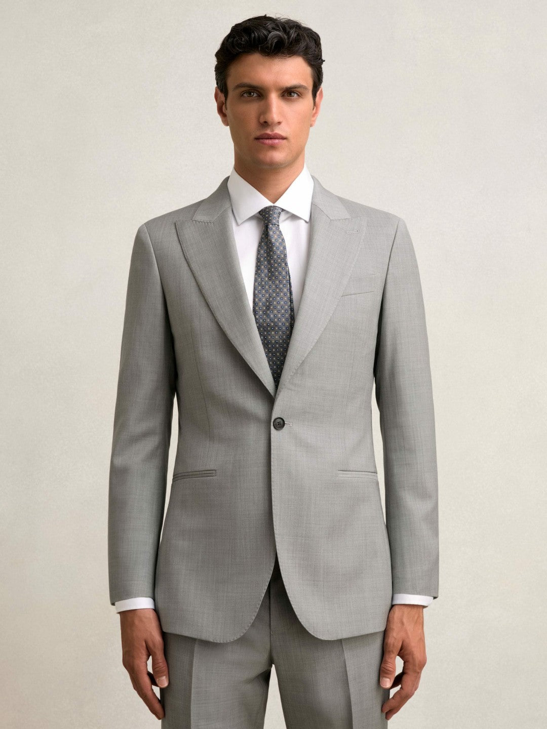 Slim-Fit Wool Single Breasted Suit Blazer in Mid Grey Men | Reiss