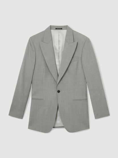 Slim-Fit Wool Single Breasted Suit Blazer in Mid Grey Men | Reiss