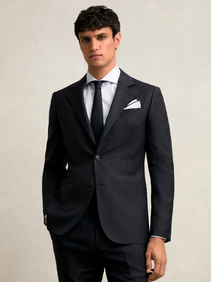 Slim-Fit Wool Single Breasted Check Suit Blazer in Navy Men | Reiss