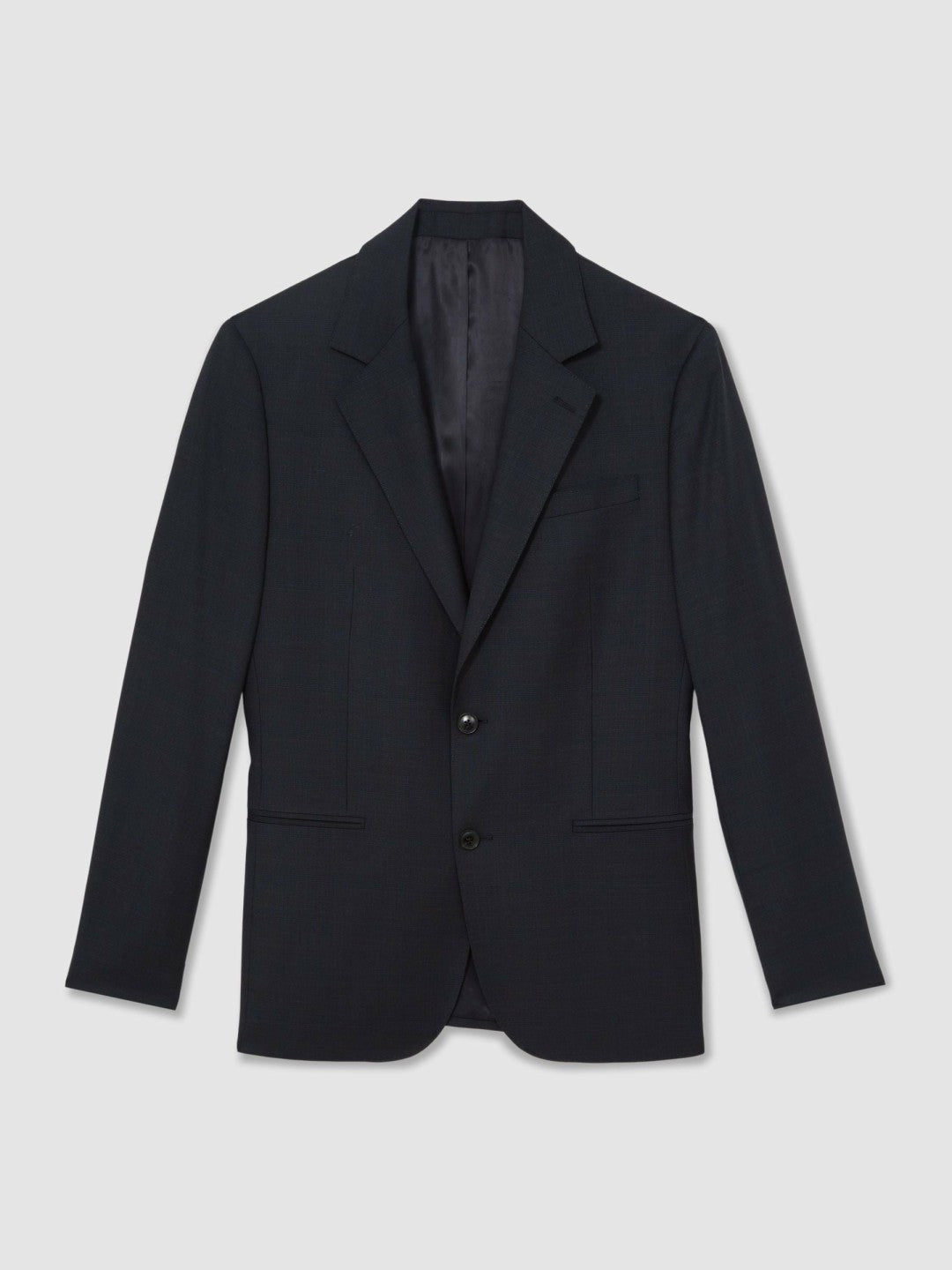 Slim-Fit Wool Single Breasted Check Suit Blazer in Navy Men | Reiss