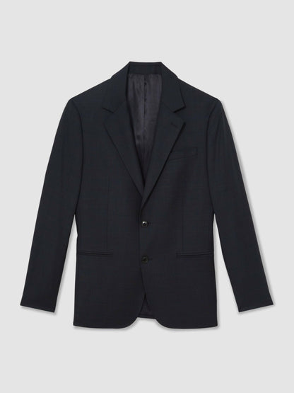 Slim-Fit Wool Single Breasted Check Suit Blazer in Navy Men | Reiss