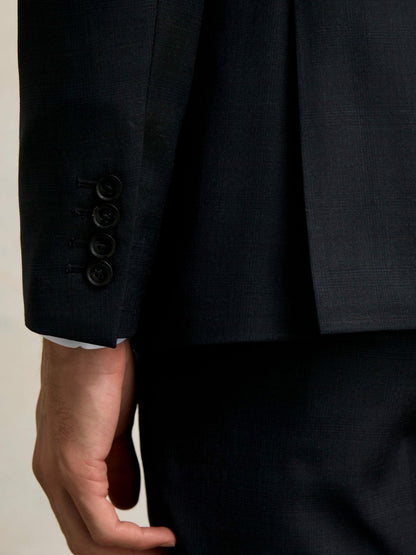 Slim-Fit Wool Single Breasted Check Suit Blazer in Navy Men | Reiss