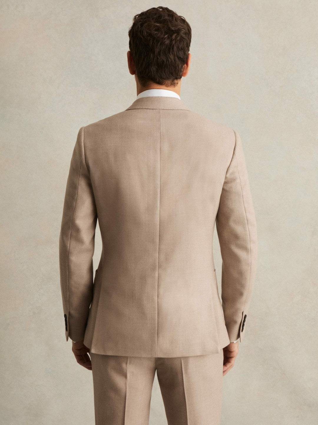 Slim-Fit Wool-Blend Double-Breasted Suit Blazer in Oatmeal Brown Men | Reiss