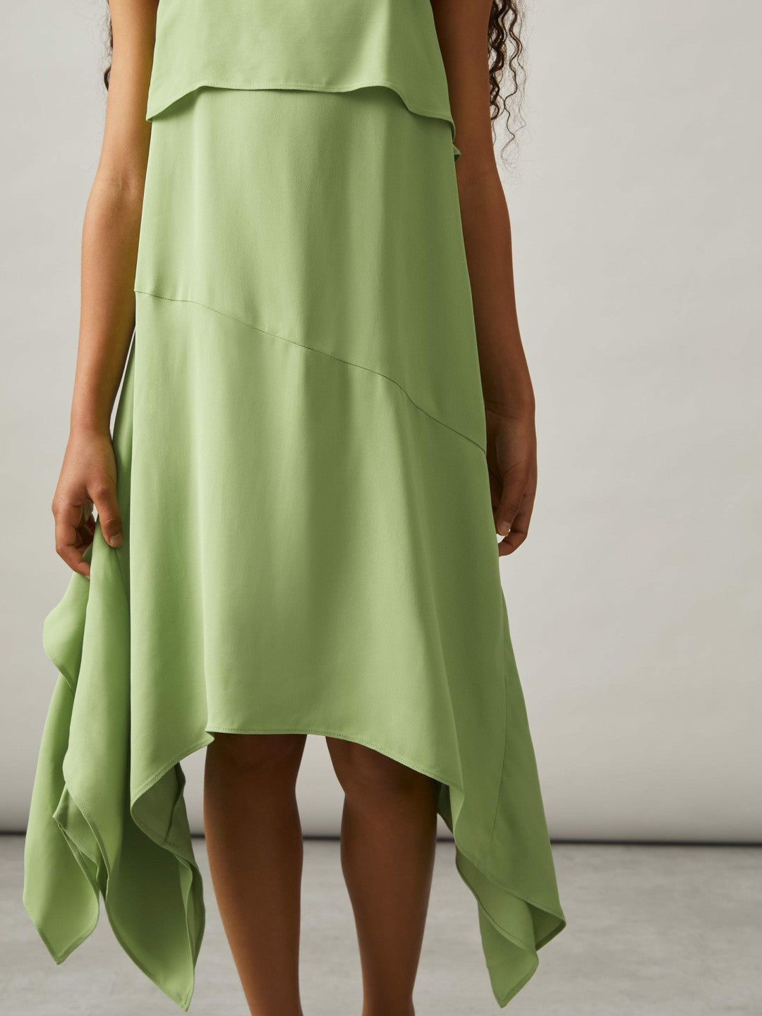4-9 yrs Handkerchief-Hem Sleeveless Dress in Green Children & Baby | Reiss