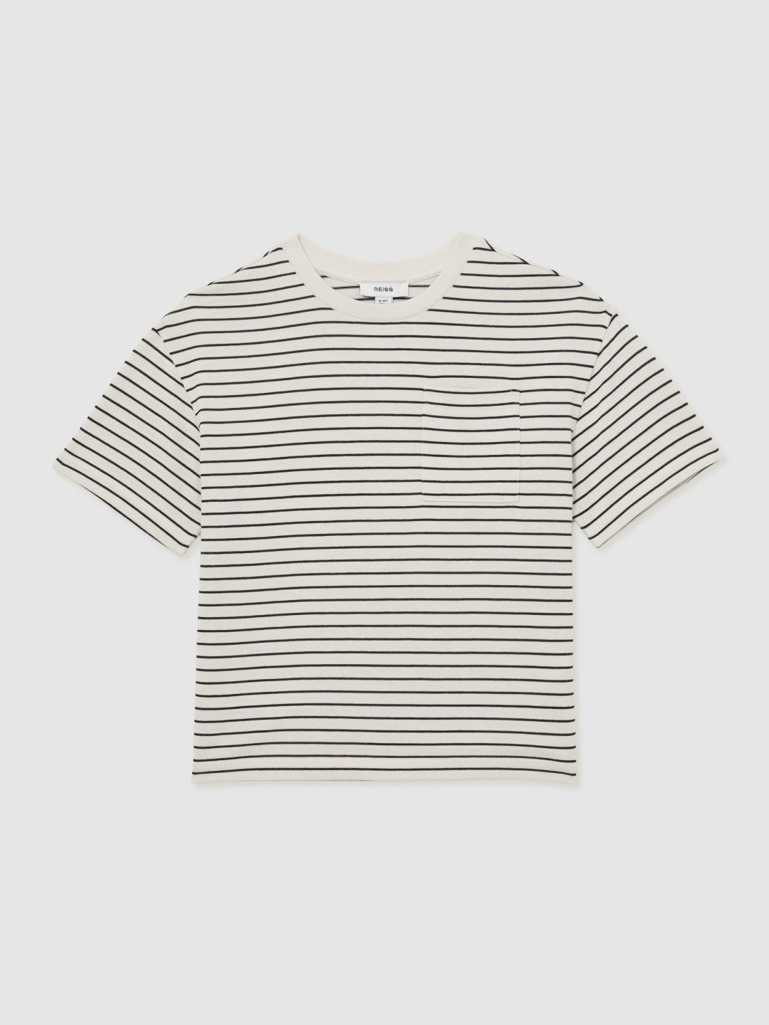 13-14 yrs Cotton-Blend Stripe T-Shirt in White/Navy Children & Baby | Reiss
