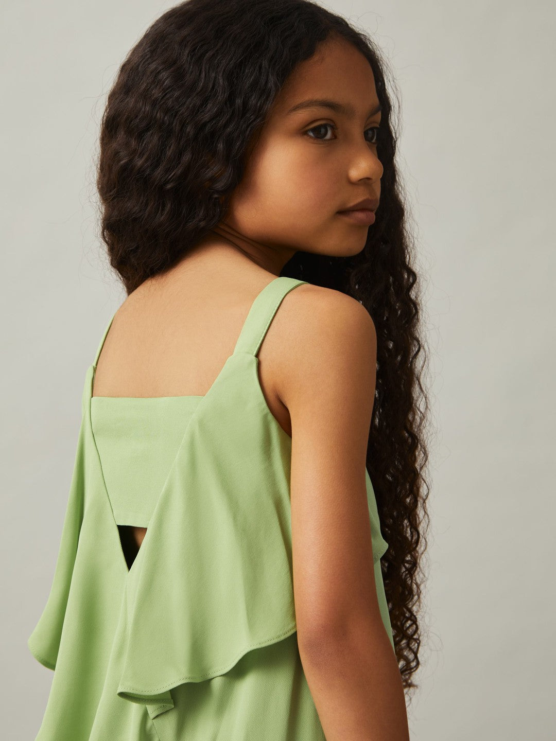 13-14 yrs Handkerchief-Hem Sleeveless Dress in Green Children & Baby | Reiss