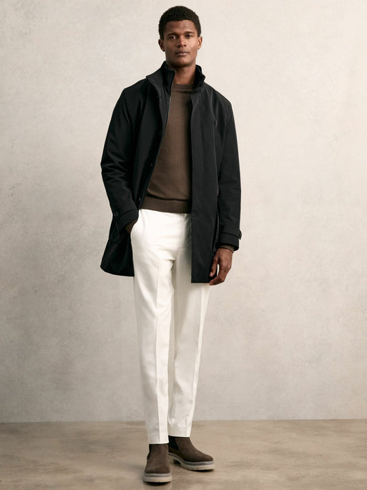 Hybrid Removable-Gilet Overcoat in Black Men | Reiss