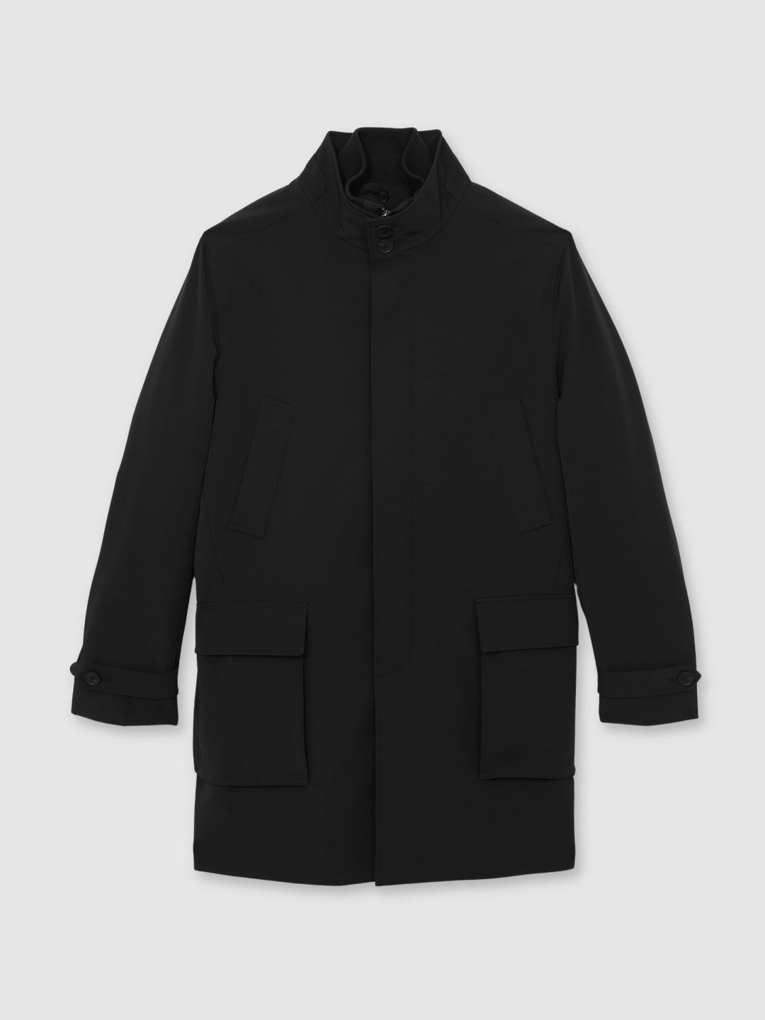 Hybrid Removable-Gilet Overcoat in Black Men | Reiss
