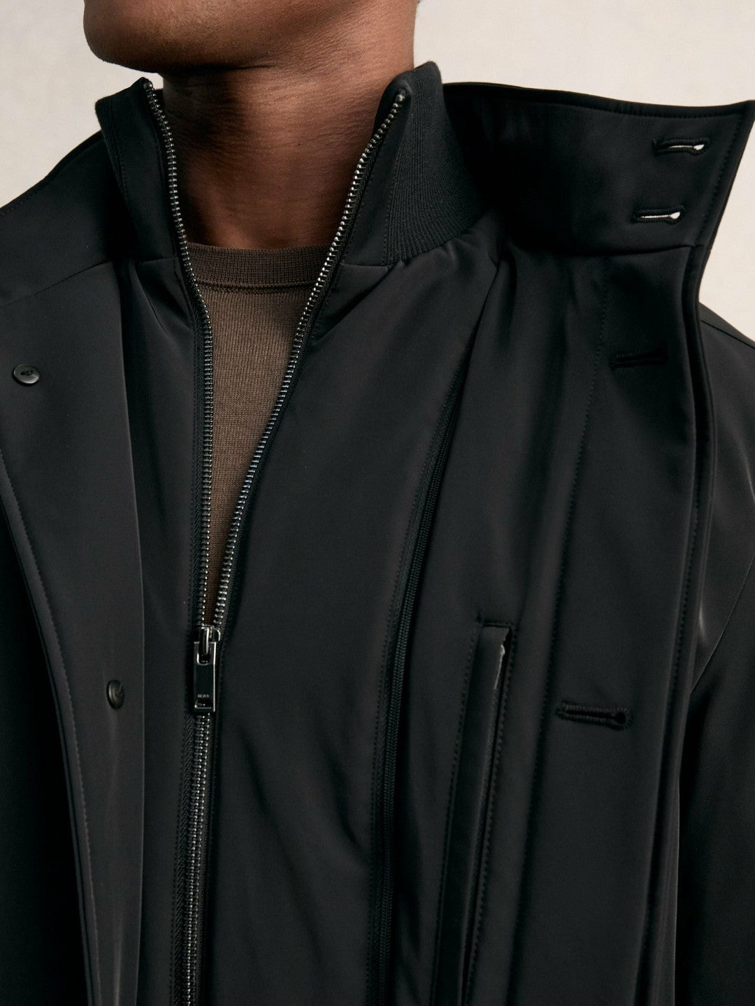 Hybrid Removable-Gilet Overcoat in Black Men | Reiss