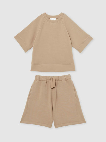 9-13 yrs Modal-Blend Sweatshirt And Shorts Set in Mink Children & Baby | Reiss
