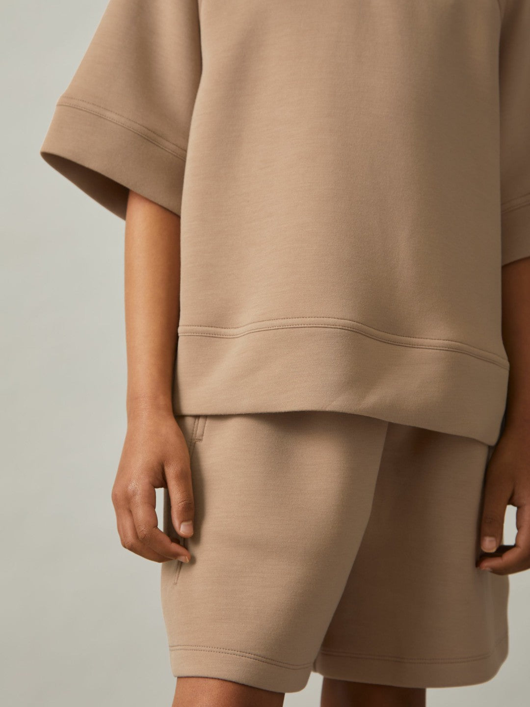 13-14 yrs Modal-Blend Sweatshirt And Shorts Set in Mink Children & Baby | Reiss