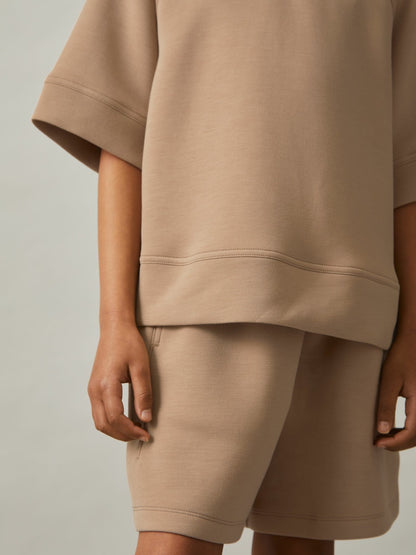 13-14 yrs Modal-Blend Sweatshirt And Shorts Set in Mink Children & Baby | Reiss