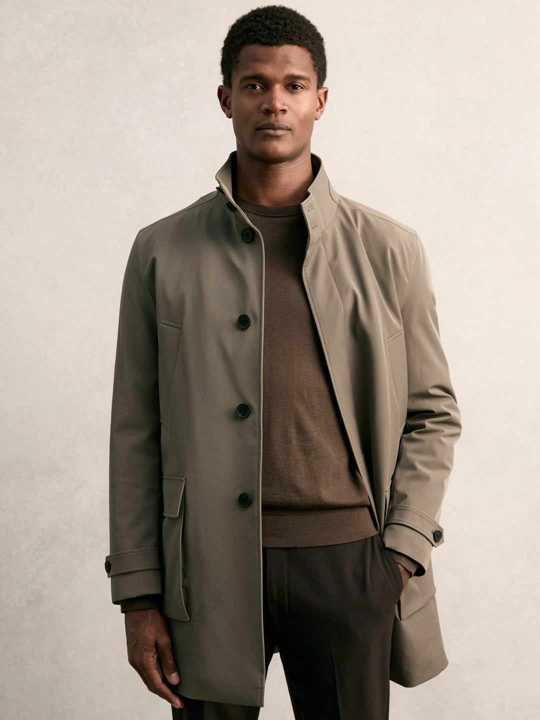 Hybrid Removable-Gilet Overcoat in Mushroom Brown Men | Reiss