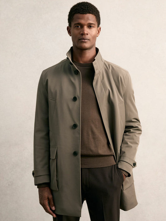 Hybrid Removable-Gilet Overcoat in Mushroom Brown Men | Reiss