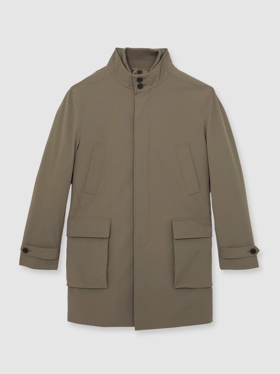 Hybrid Removable-Gilet Overcoat in Mushroom Brown Men | Reiss