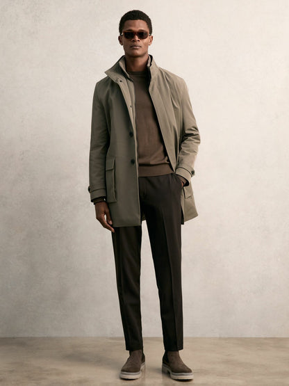 Hybrid Removable-Gilet Overcoat in Mushroom Brown Men | Reiss