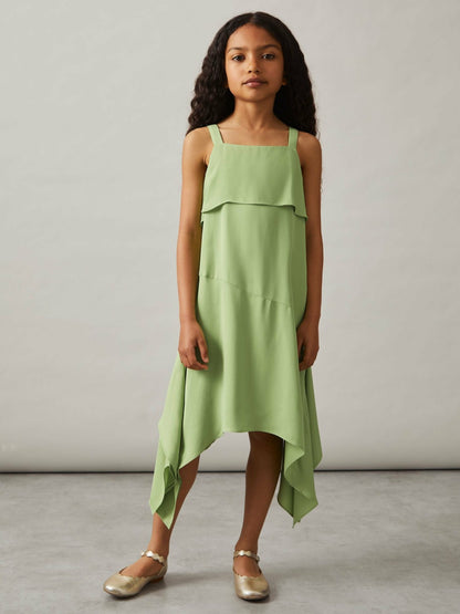 9-13 yrs Handkerchief-Hem Sleeveless Dress in Green Children & Baby | Reiss