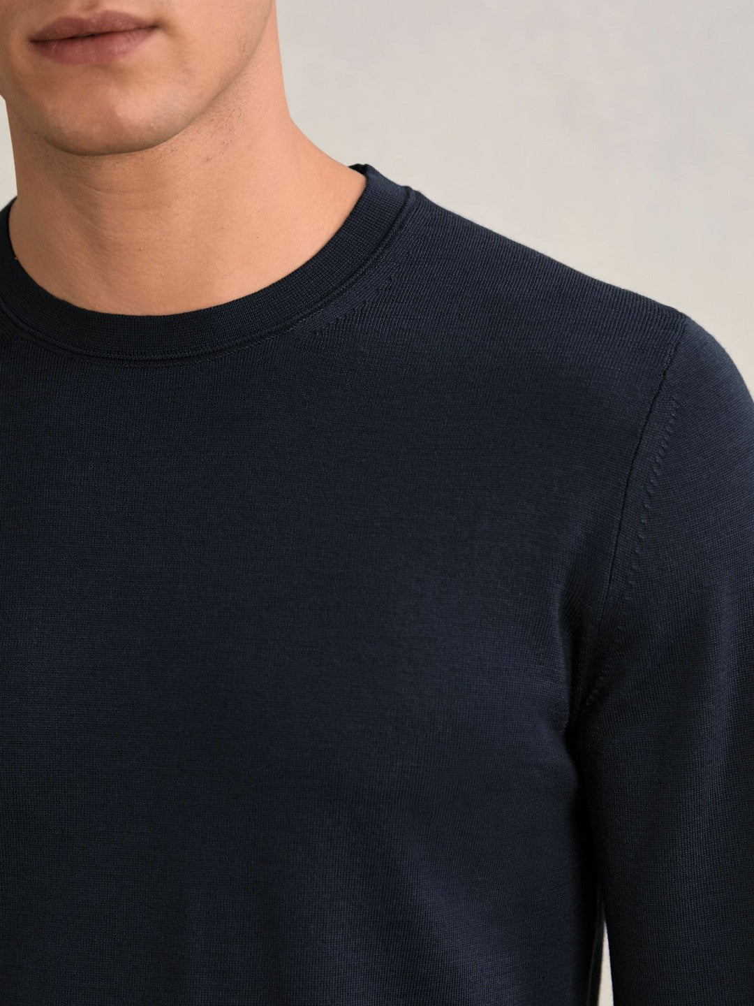 Merino Wool Crew Neck Jumper in Midnight Navy Men | Reiss