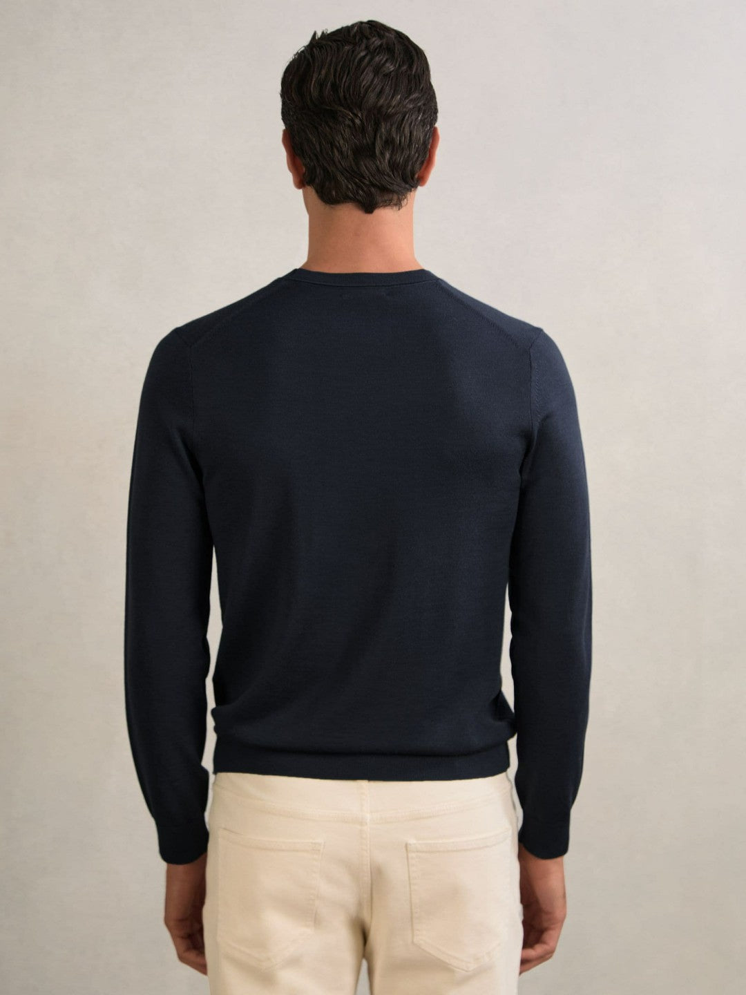 Merino Wool Crew Neck Jumper in Midnight Navy Men | Reiss