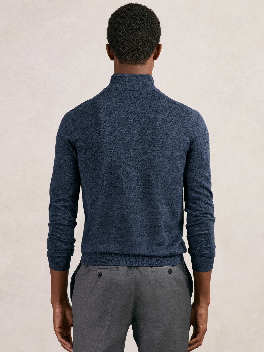 Merino Wool Half-Zip Jumper in Denim Jaspe Men | Reiss