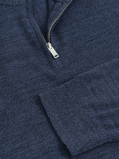 Merino Wool Half-Zip Jumper in Denim Jaspe Men | Reiss
