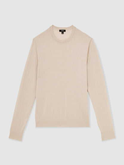 Merino-Wool Crew-Neck Jumper in Beige Men | Reiss