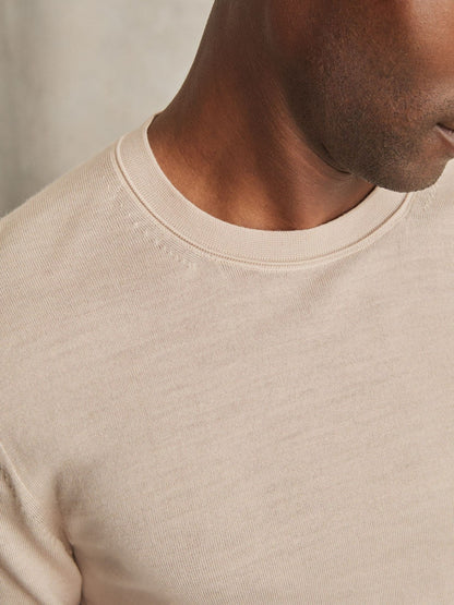 Merino-Wool Crew-Neck Jumper in Beige Men | Reiss