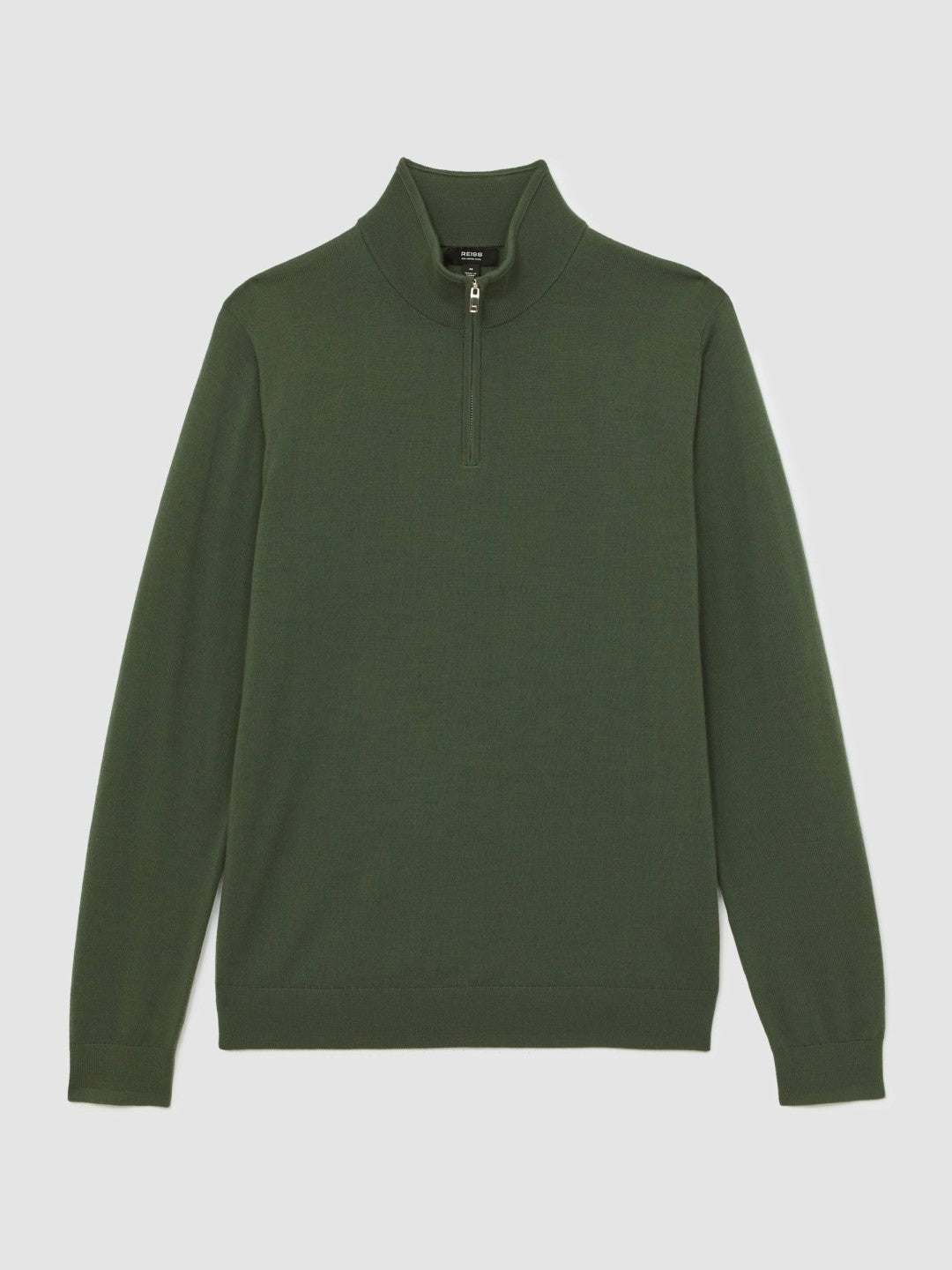 Merino Wool Half-Zip Jumper in Kale Green Men | Reiss