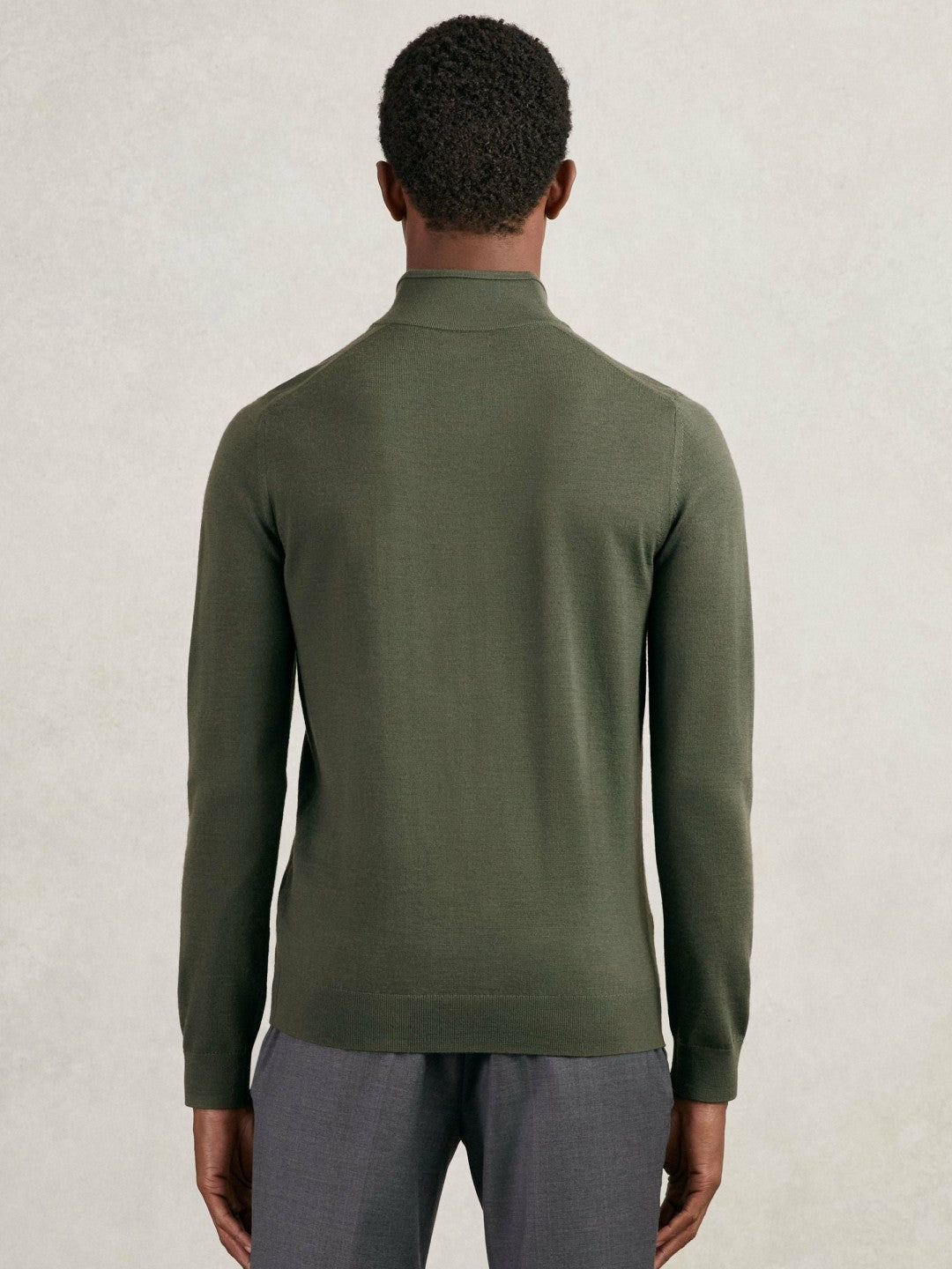 Merino Wool Half-Zip Jumper in Kale Green Men | Reiss