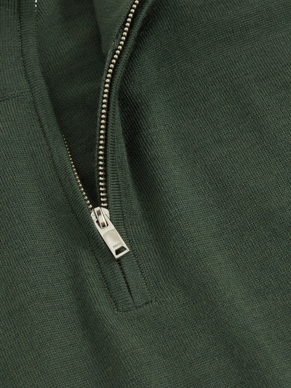 Merino Wool Half-Zip Jumper in Kale Green Men | Reiss