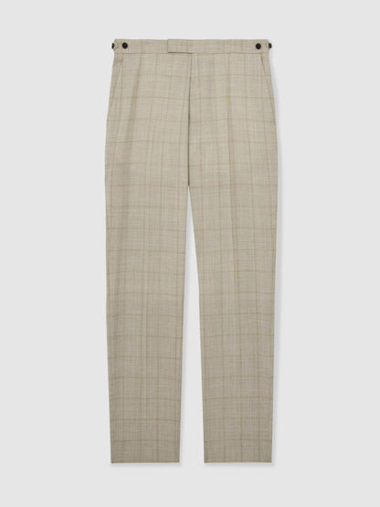 Slim-Fit Wool Check Suit Trousers in Oatmeal Brown Men | Reiss