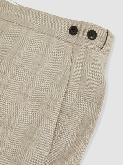 Slim-Fit Wool Check Suit Trousers in Oatmeal Brown Men | Reiss