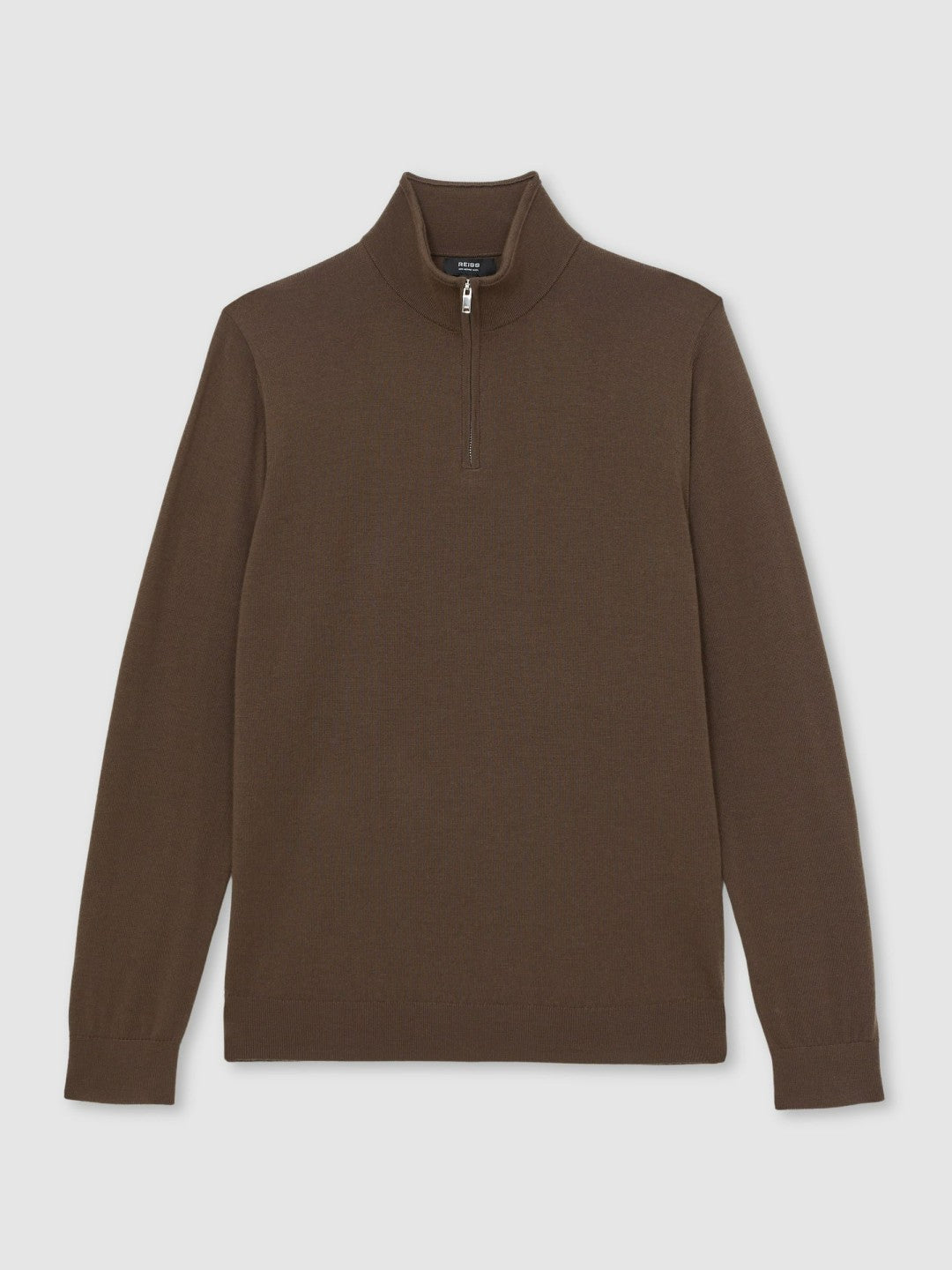 Merino Wool Half-Zip Jumper in Chocolate Brown Men | Reiss