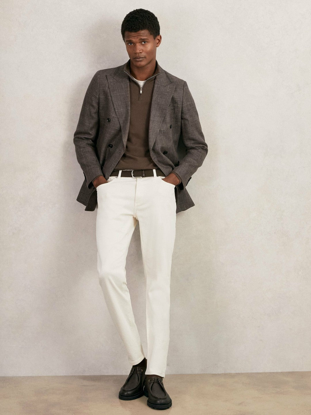 Merino Wool Half-Zip Jumper in Chocolate Brown Men | Reiss