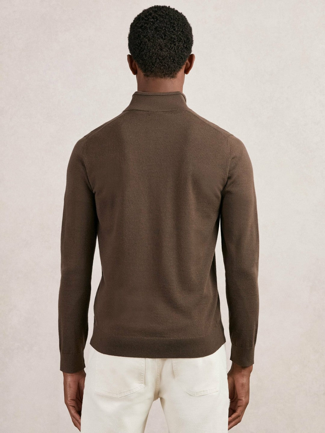 Merino Wool Half-Zip Jumper in Chocolate Brown Men | Reiss