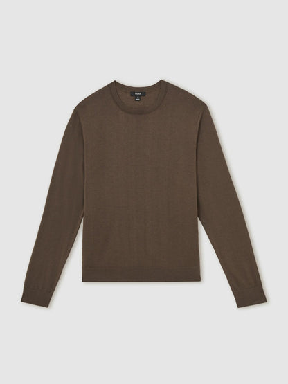 Merino-Wool Crew-Neck Jumper in Chocolate Brown Men | Reiss