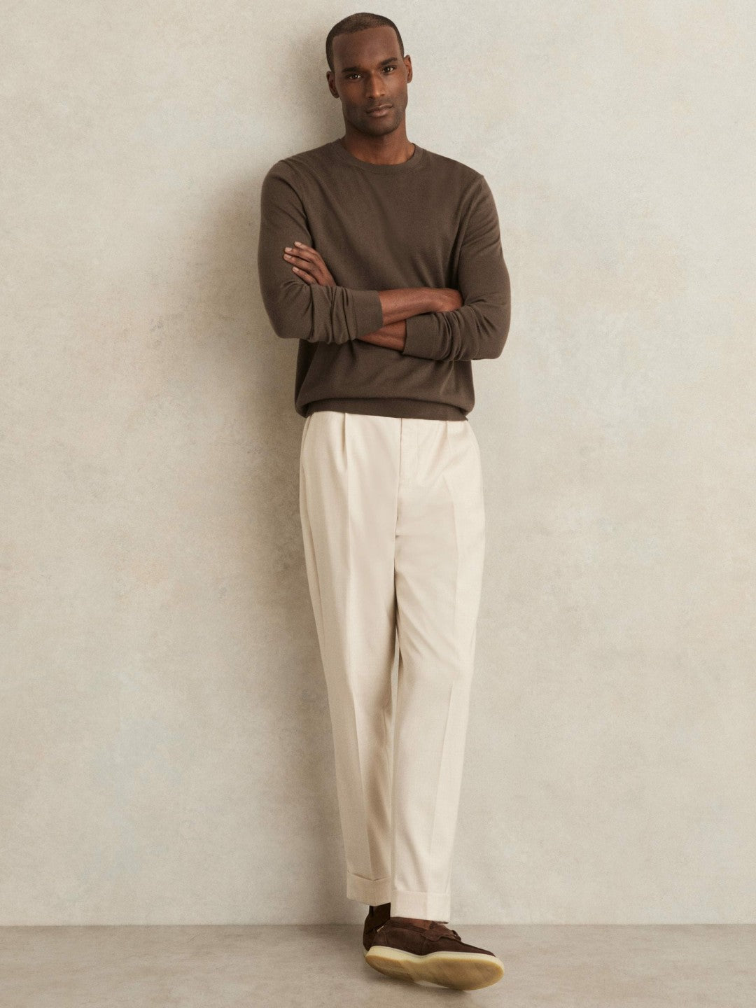 Merino-Wool Crew-Neck Jumper in Chocolate Brown Men | Reiss