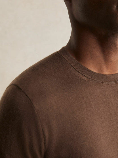 Merino-Wool Crew-Neck Jumper in Chocolate Brown Men | Reiss