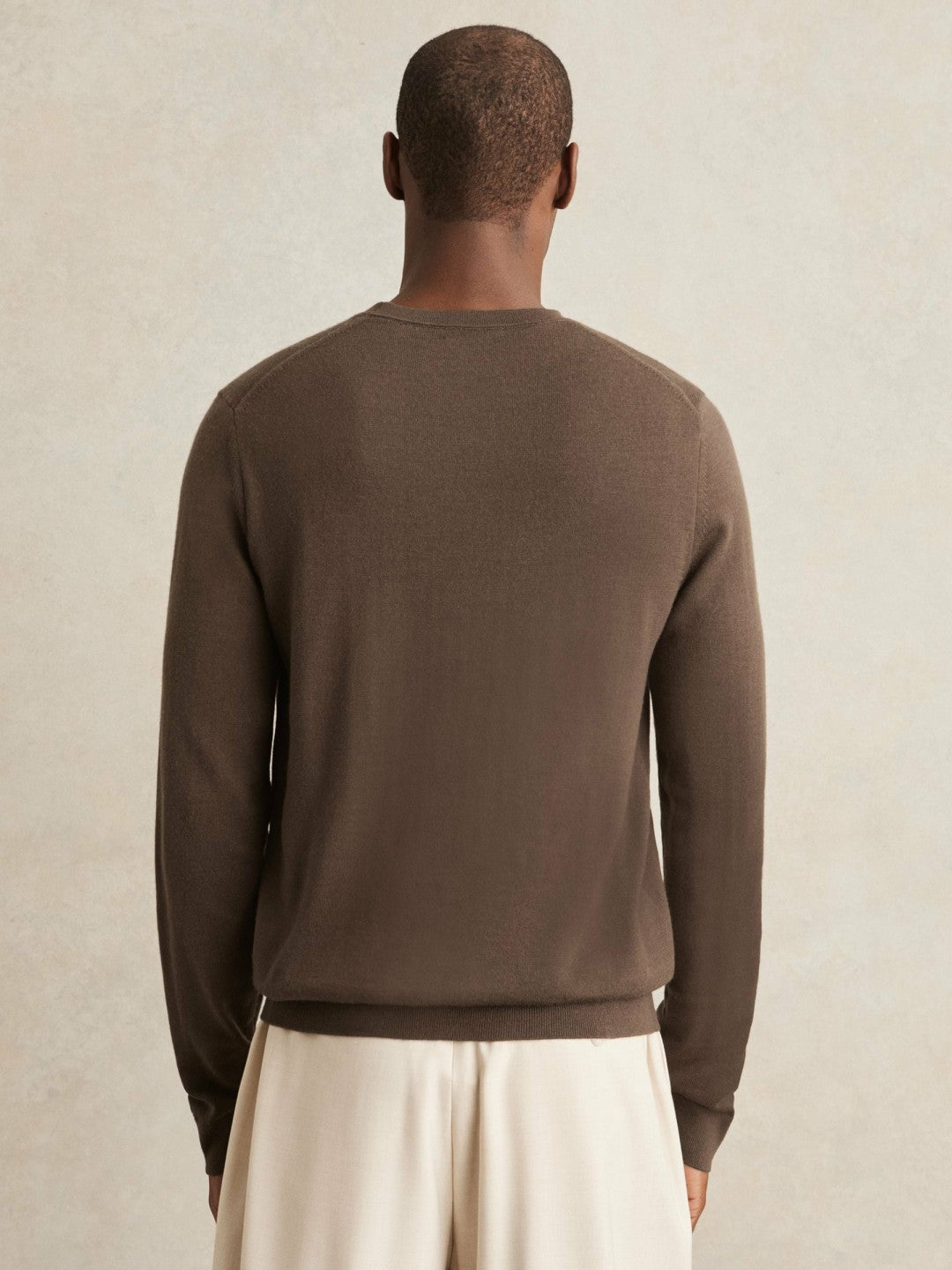 Merino-Wool Crew-Neck Jumper in Chocolate Brown Men | Reiss