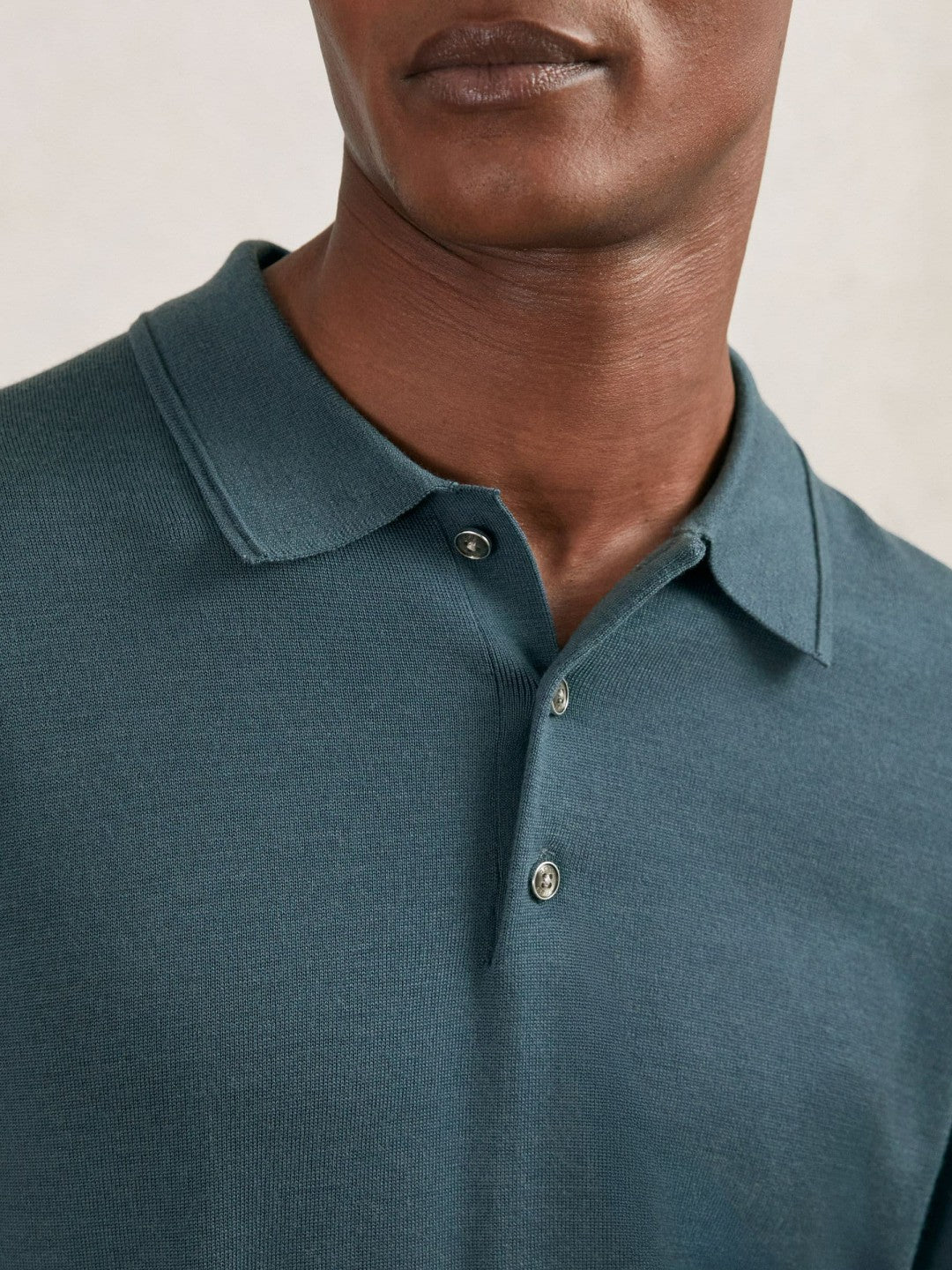 Merino Wool Long-Sleeve Polo Shirt in Orion Blue Men | Reiss